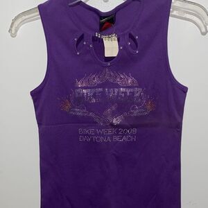 Biker Design Women's Purple Bike Week 2009 Daytona Beach Tank Top Small NWT